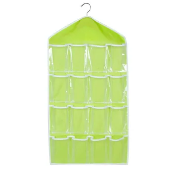 

16 Grid Clear Foldable Wall Mounted Wardrobe Organizer Sundries Storage Bag Underwear Sock Tie Hanging Shoe Storage Hanging Bag