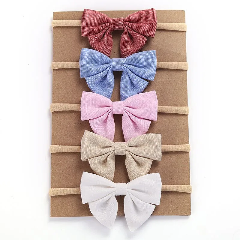 

Handmade Newborn Kids Baby Babies Girls Bows Cute Nylon Headbands Babies Girl Soft Nylon Headwear Nylon Elastic Head Band