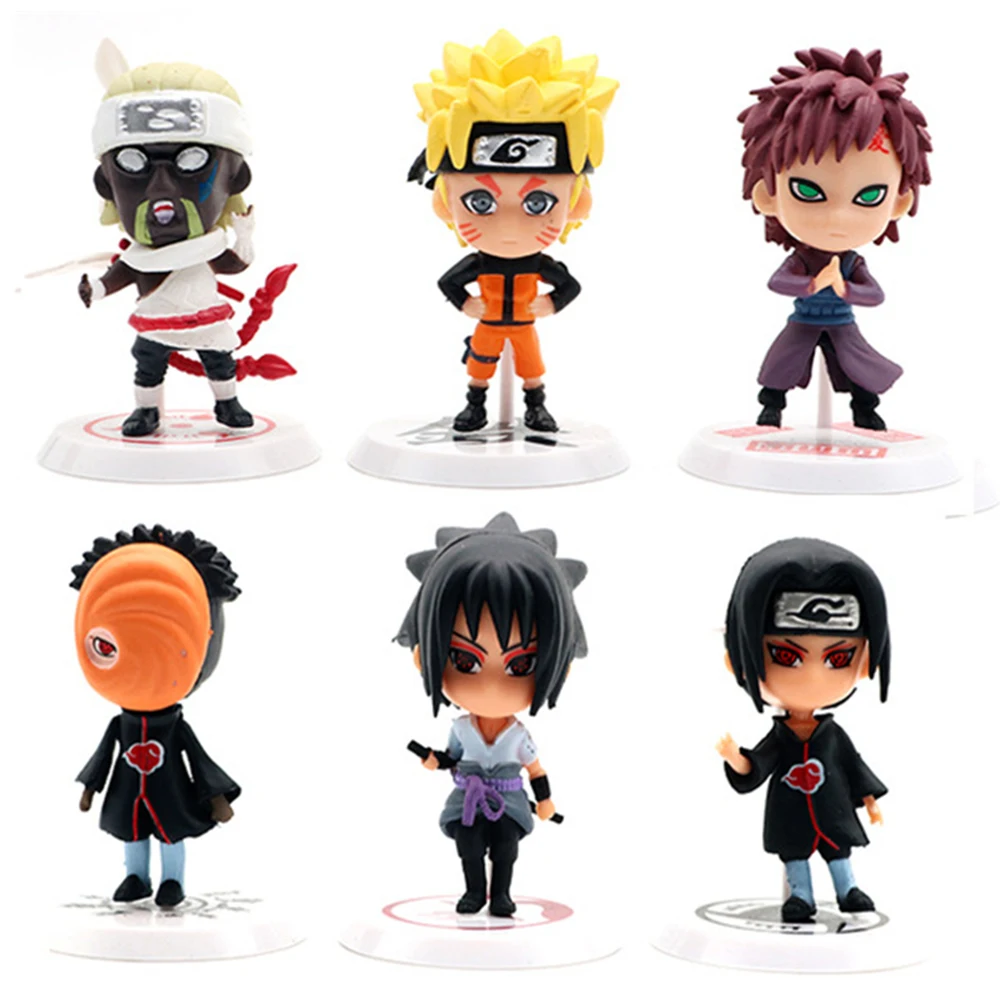 Экшн фигурка Аниме Наруто 6 шт./лот игрушки Q style Zabuza Haku Kakashi Sasuke Naruto Sakura ПВХ экшн