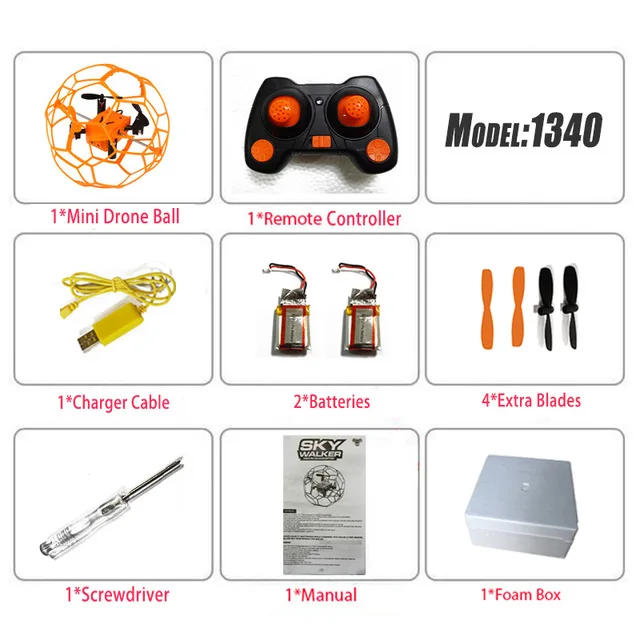 Orange F2 Quadrocopter Пульт Дистанционного Управления Мини Drone 1340 2.4 ГГц 4CH Fly Ball Copter RC Ball Мини Drone Flip Ball Безголовый Drone Игрушки - Цвет: Orange F2