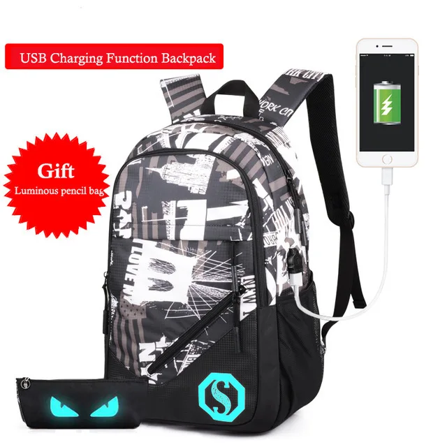 USB New York A Модный школьный рюкзак, usb зарядка, школьные сумки для подростков, мальчиков и девочек, рюкзаки для ноутбука, 3 шт., детский ортопедический рюкзак для детей - Цвет: USB New York A
