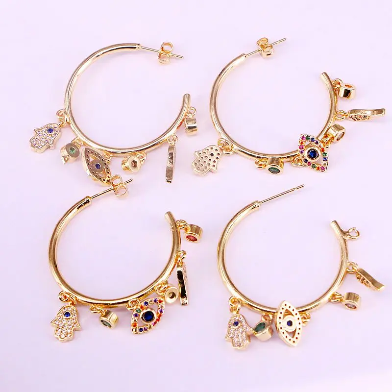 4 пары, последние модные круглые серьги высшего качества ювелирные изделия шпильки с CZ глаз крыло руки прелестные серьги для женщин девочек