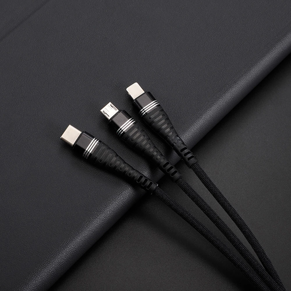 3 в 1 USB зарядное устройство кабель для передачи данных 2.4A Быстрая зарядка для iPhone 7 8 6 X XS XR для samsung для Xiaomi Redmi 7 прочный телефонный кабель