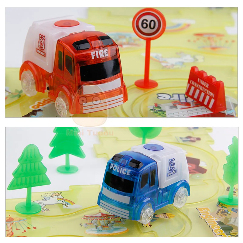 Beste Diecasts Toy Vehicles Puzzel Spoor Play Set Magic Politie Brandweerwagen Auto Model Jongens Speelgoed DIY Puzzels Voor Kinderen educatieve Spelletjes