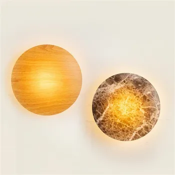 

Modern Round Acrylic Led Wall Lamp for Foyer Bar Aisle Deco Art Round Marble Background Amber Wall Light 1989