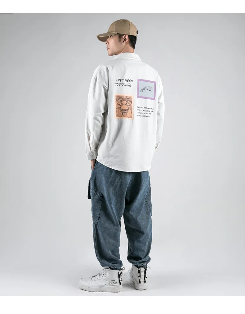 Мужская рубашка быстрая мода осень весна chemise homme Повседневная Свободная рубашка с длинным рукавом с принтом