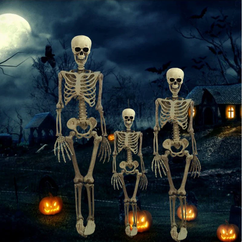 Хэллоуин фотография Prop люди скелет полный размер череп руки жизнь тело Анатомия Модель террор декор Хэллоуин вечерние украшения