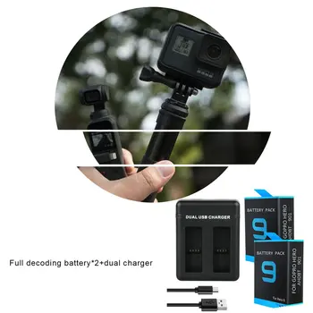 

For GoPro Hero 9 Black 1800mAh Li-ion ABT-901 Batteria Camera Accessories For Go Pro Hero 9 Battery Charger