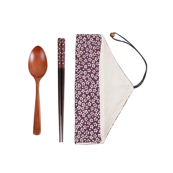 

3pcs Handheld Spoon Japanese Style Travel DIY Chopsticks Portable Tableware Set Restaurant Vintage Gifts Dining Room Food Wooden