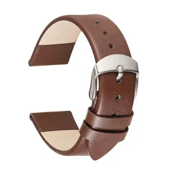 Elegant Women's Soft Calfskin Leather Watch Strap - Thin Fashion Bracelet Wristband - 22mm (BROWN)
