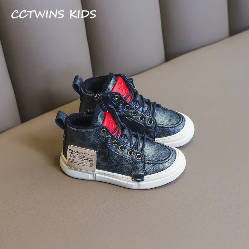 Thin Black CCTWINS/детская обувь; коллекция года; зимняя детская обувь из натуральной кожи; высокие кроссовки для мальчиков; модные спортивные кроссовки для девочек; FH2711 - Цвет: Thin Black