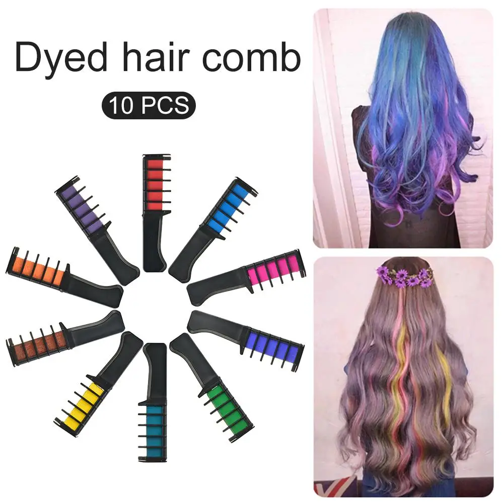 10 шт., одноразовая краска для волос, мини-расческа для волос, Временный Мел для волос, набор для окрашивания волос, Цветной мел для волос, набор, быстрая