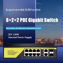 POE Switch Gigabit Uplink 52V con 8-Port POE + 2 + 2 SFP IEEE 802.3 af/A 1G Interruttore Adatto per la macchina fotografica IP/Wireless AP/POE della macchina fotografica