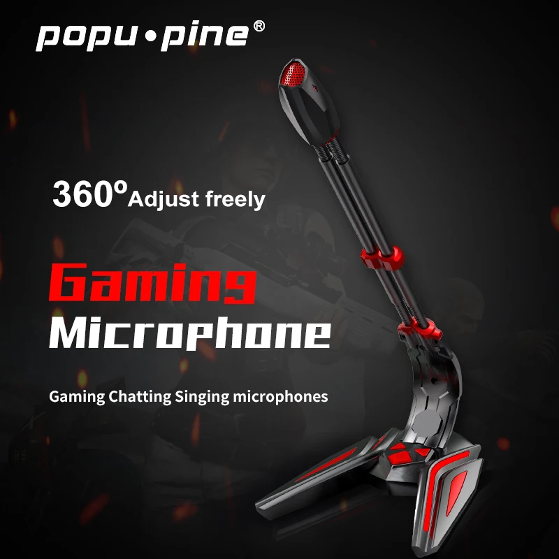 Микрофон PopuPine игровой с USB 3 5 мм для компьютера микрофон настольного ПК