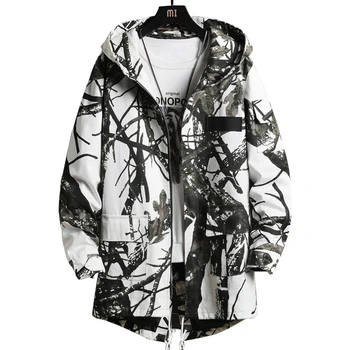 

Korean Male Fashion Autumn Trench Coat Winter New Winter Jacket Men Coats Plus Padded Parkas Casual Trench Cardigan Coat BY60FY