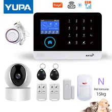 Système d'alarme de sécurité domestique sans fil, wi fi, GSM, détecteur de mouvement PIR, Anti cambriolage, Anti cambriolage, pour application TUYA Smartlife 