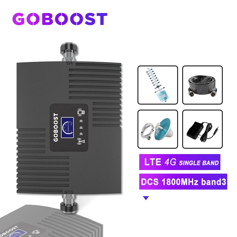 GOBOOST сотовый усилитель 4G ретранслятор LTE сигнала GSM Сотовый DCS 1800 ЖК дисплей