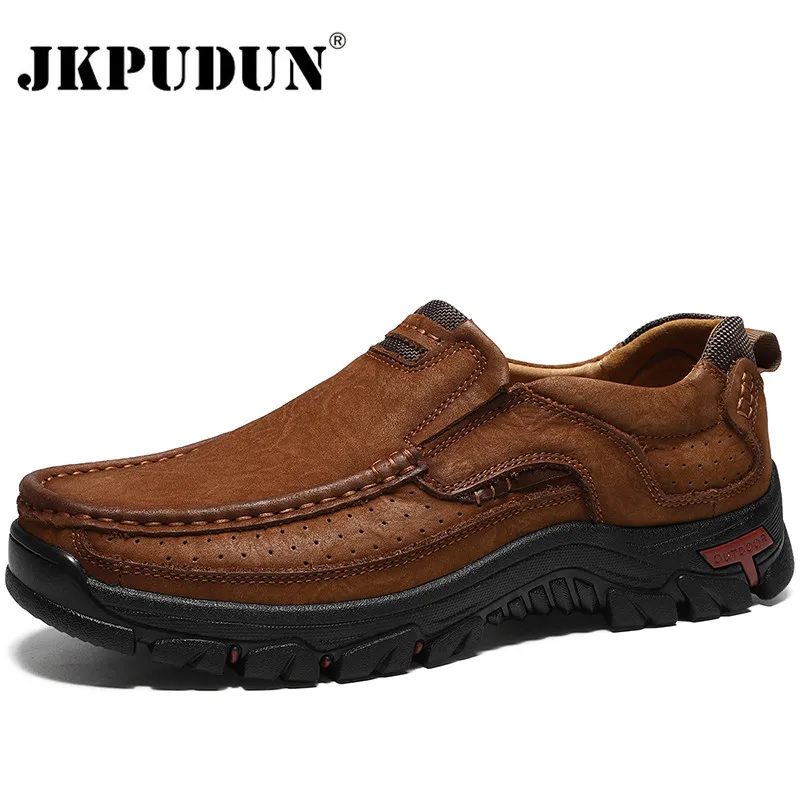 

Genuine Leather Men Casual Shoes Sneakers High Quality Mens Loafers Moccasins Breathable Slip on Driving Shoes Plus Size 38-48
