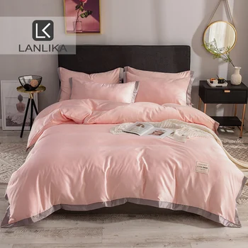 

Lanlika Luxury 100% Silk Euro Bedding Set Flat Sheet Double Duvet Cover Adult Home Textiles Queen King Bedspread Bed Linen Set