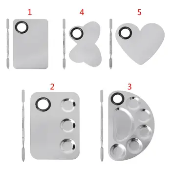 

Stainless Steel Watercolor Paint Palette Tray Mixing Rod Spatula Set For Nail Art School Supplies Oil Painting Makeup Tools