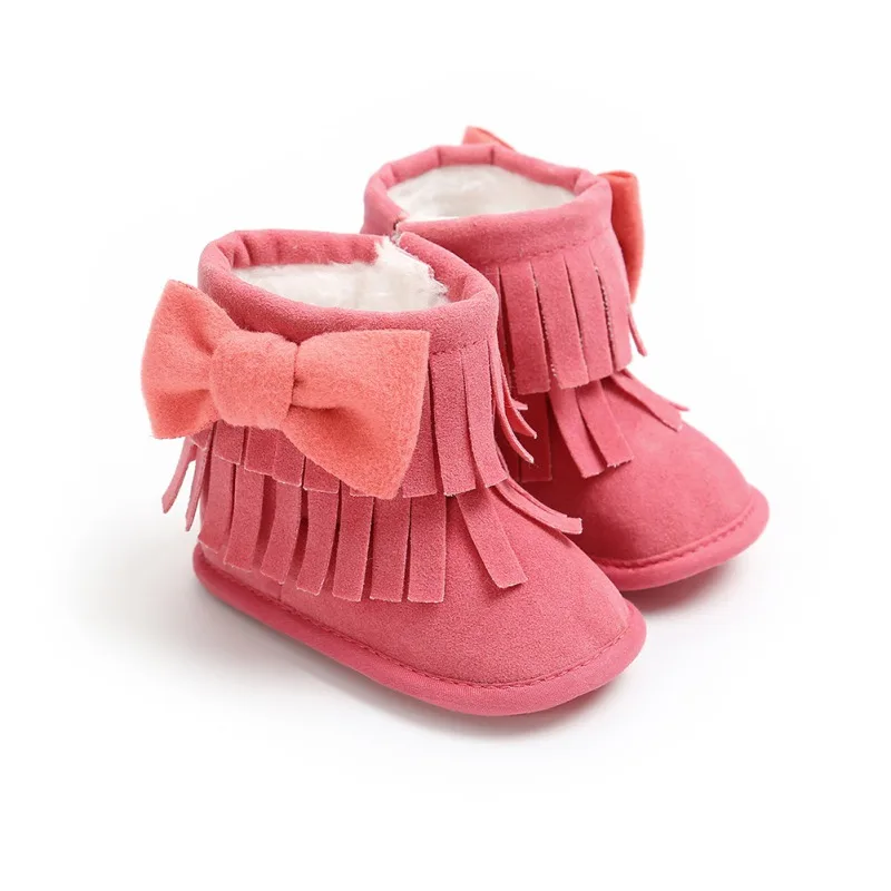 YTM1780XR Bebe/мокасины для детей от 0 до 18 месяцев детские Нескользящие ботинки на мягкой подошве однотонные ботинки с бахромой и бантом для новорожденных мальчиков и девочек - Цвет: YTM1780XR