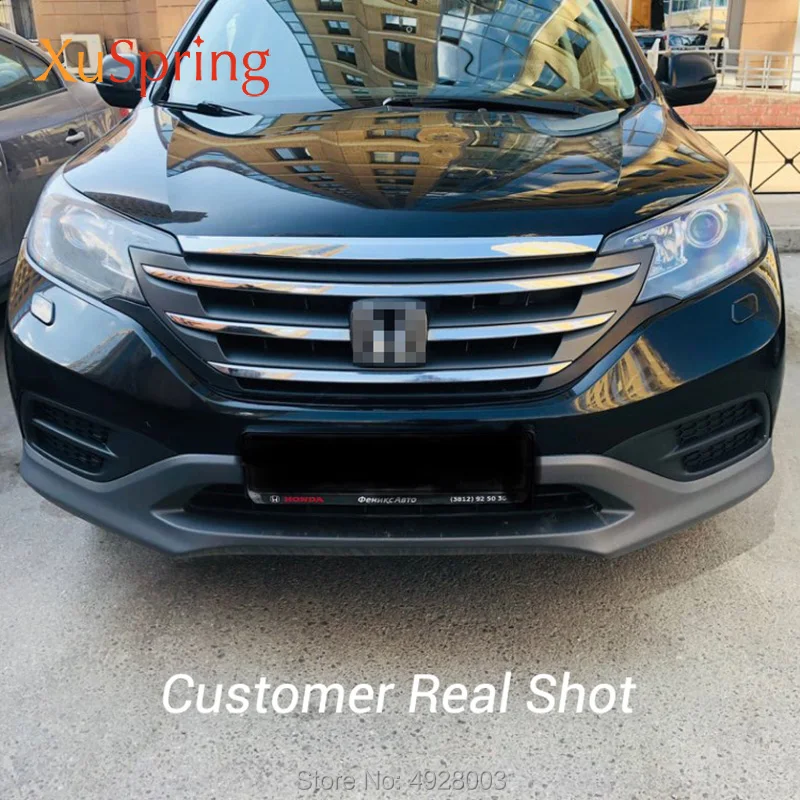 Для Honda CRV CR-V 2012- Хромированная передняя крышка крышки капота гриль губы литьевая гарнитура сетка стильные полоски на авто