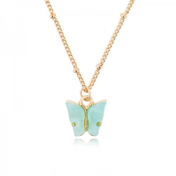 Butterfly Pendant Necklace For Women Colorful Acrylic Statement Choker Chain Korean Fashion Party Girl Jewelry Gift 2022