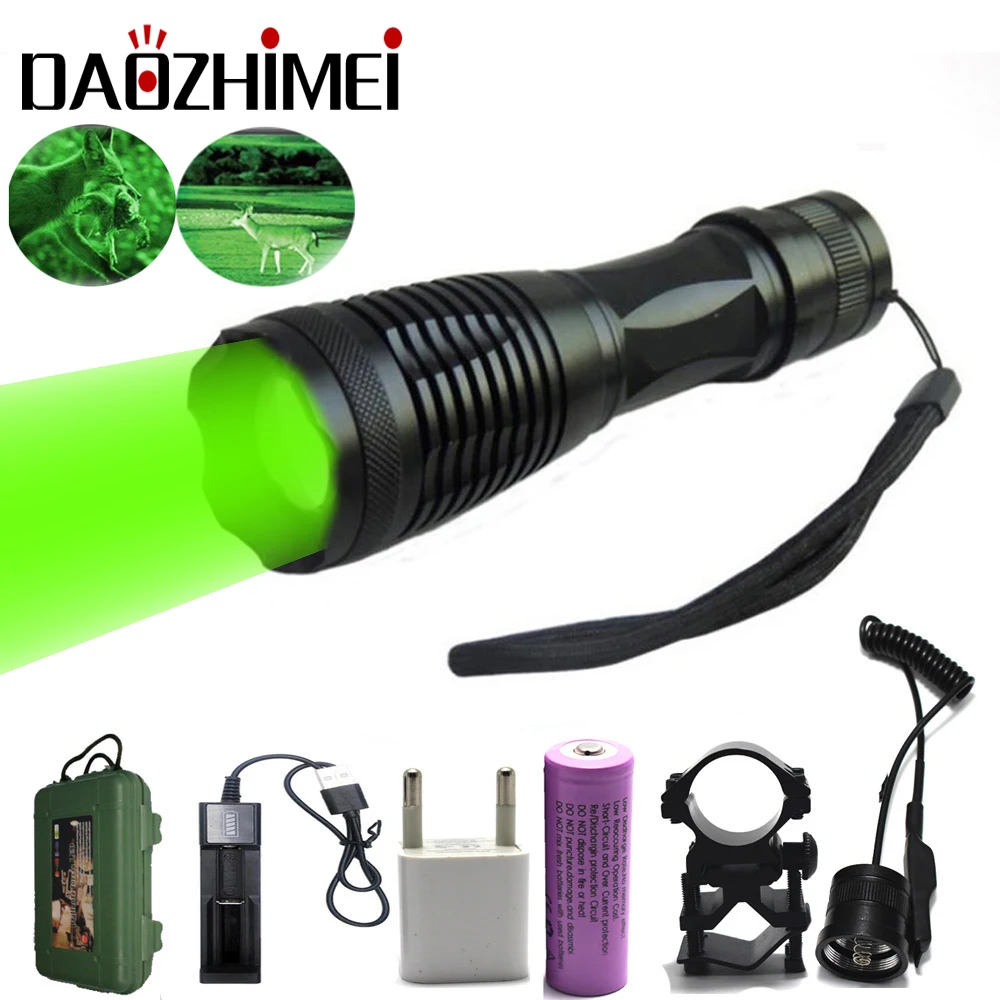 

USB front light IR 850/Green /Red /Tactical LED Flashlight ON/OFF Mode 18650 Focus USB Lantern Light Hunting Torch Lamp camping