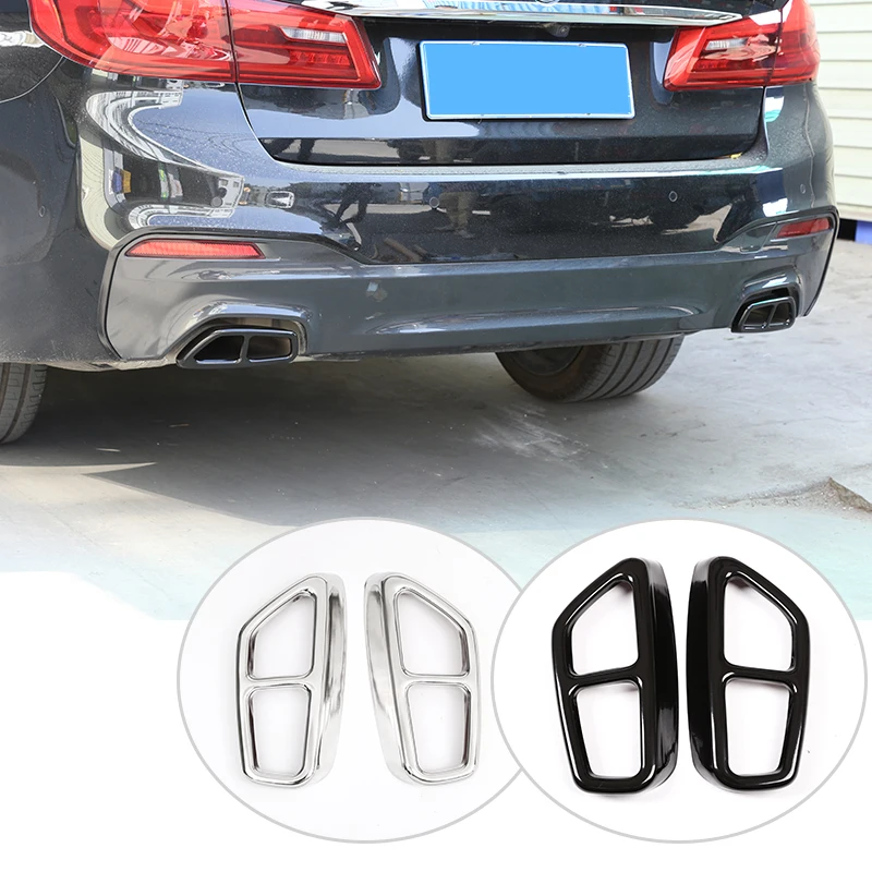 

Car Rear Dual Exhaust Muffler Pipe Cover Trims Stainless Steel Exterior Parts For BMW 5 Series G30 G31 2017 2018