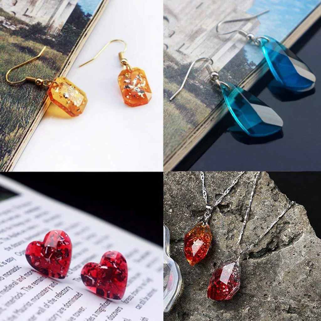 Clear Silicone Mold Set for Making Jewelry Pendant Necklace Earrings DIY Resin Mould