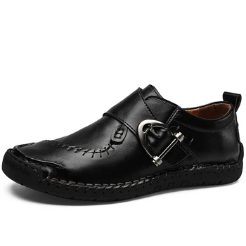 

Men Casual Shoes Fashion Luxury Leather Men Loafers Moccasins Hook&loop Men's Flats Male Driving Shoes Big Size 48