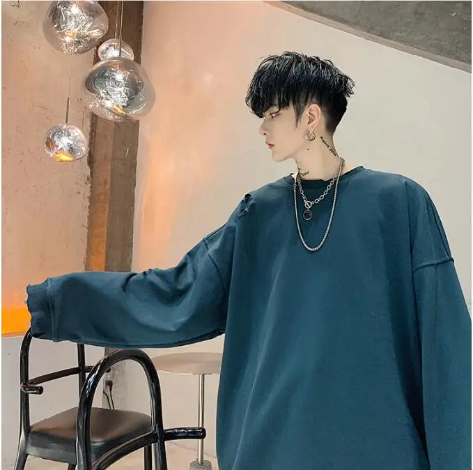 M-XL! темная индивидуальность; бренд; стиль для волос; тренд; неровная Мода; дизайн с дырками; Мужская свободная куртка