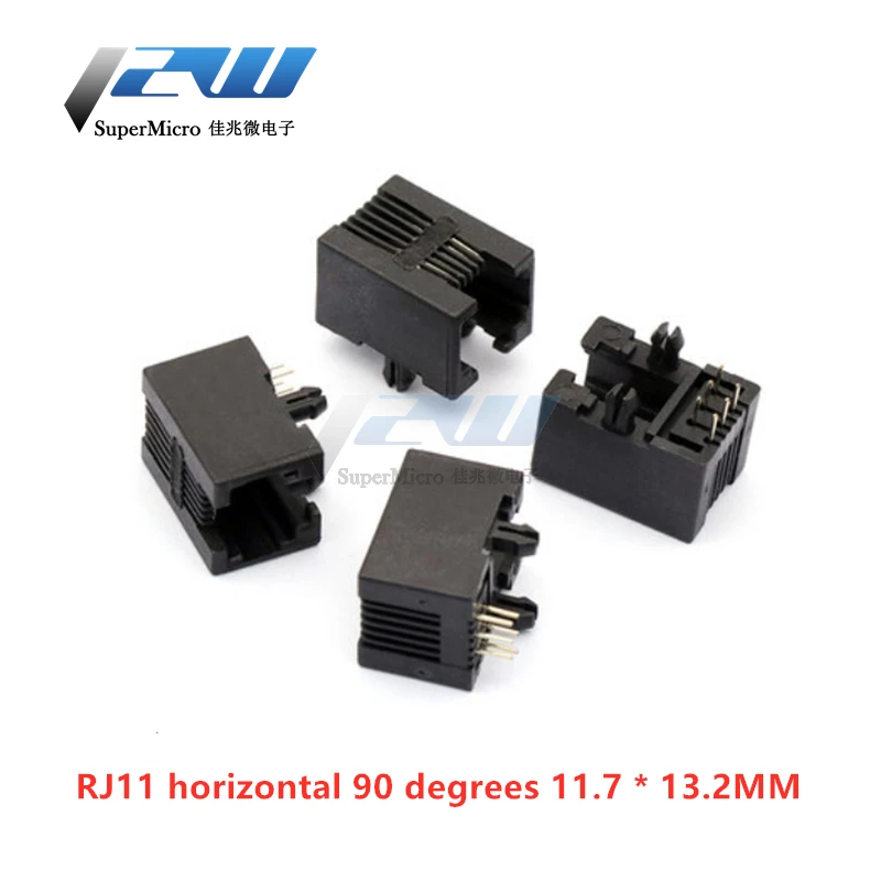 Розетка для телефона 20 шт./лот RJ11 95001 6P6C RJ12 90 градусов 180 6 ядер|Соединители| |