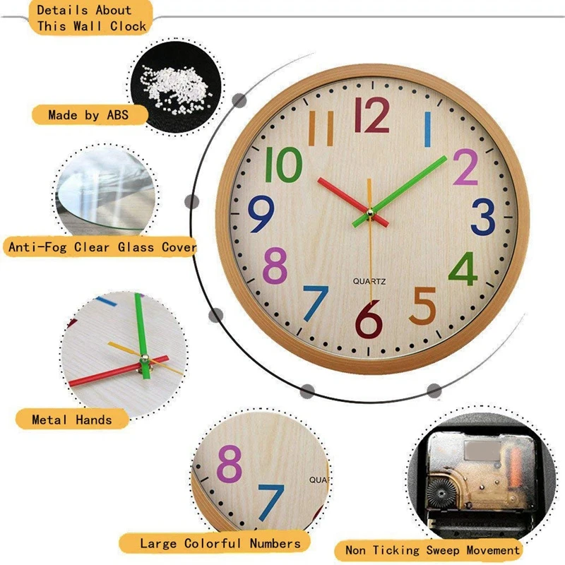Living Room Bedroom ALAZA Beautiful Sunflower Wood Wall Clock Silent Non Ticking Quartz Battery Operated Clocks for Home Office School 