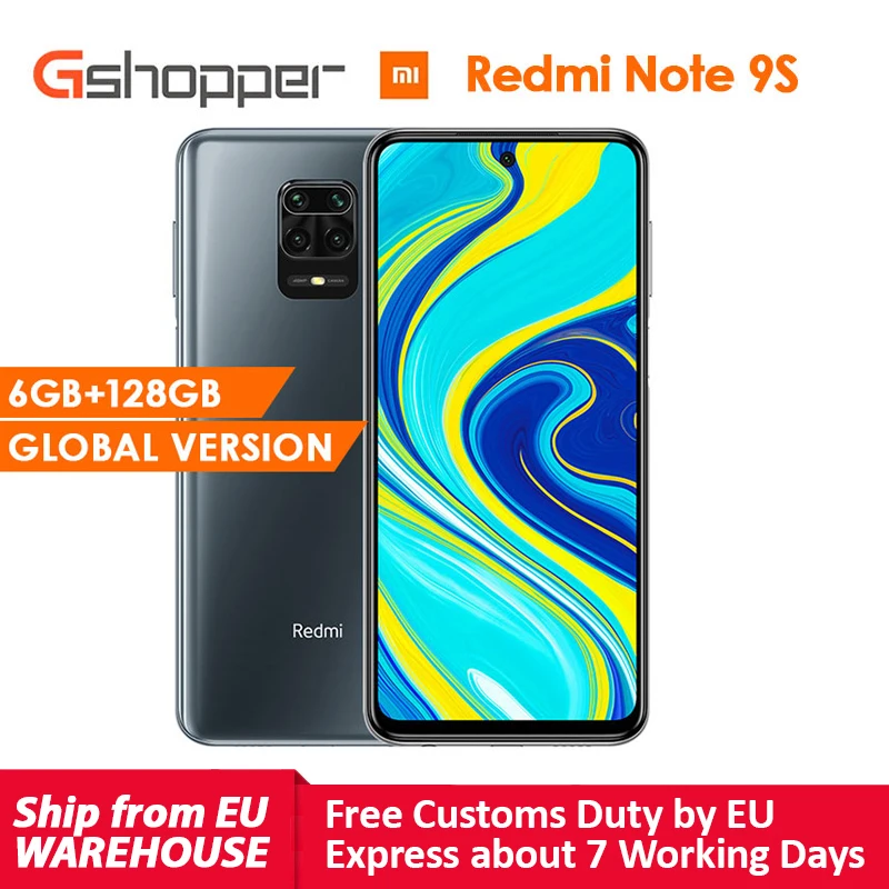 Global Version Xiaomi Redmi Note 9S 6GB 128GB Smartphone Snapdragon 720G Octa core 5020 mAh 48MP Quad Camera Note 9 S