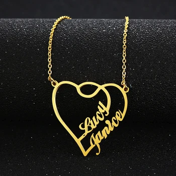 

PERSONALIZED VALENTINES NECKLACE HEART TWO NAME NECKLACE FOR WOMEN COUPLE VALENTINES DAY GIFT FOR HER NAME+FONT NUMBER