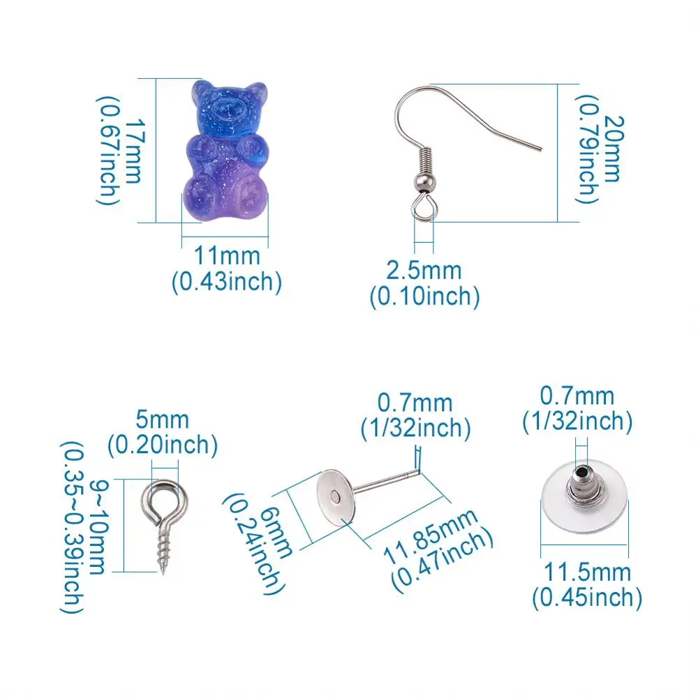 1 Набор прозрачный полимерный кабошон в форме милого медведя для