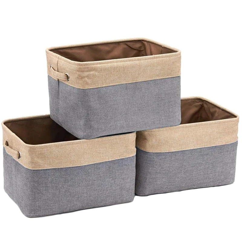 

Extra Large Foldable Fabric Storage Box (16.5 x 12.6 x 9.8 Inch), Canvas Storage Basket with Handles for Shelves, Clothes, Toys