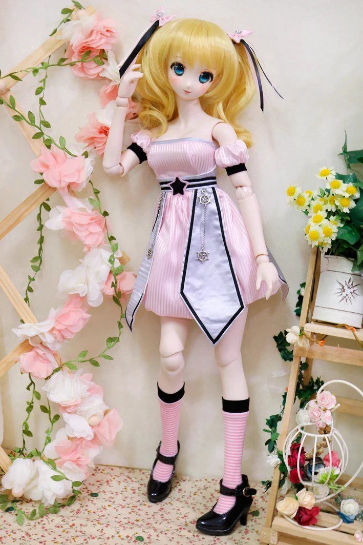 Estartek 1/3 1/4 индивидуальные розовая Полосатая юбка набор для BJD SD DD кукла Фигурка DIY