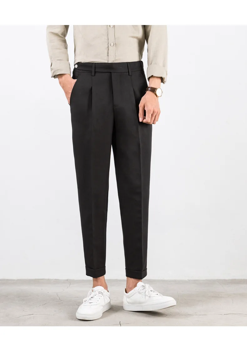 Zogaa Весна Осень Мужчины Платье Брюки для бизнес на каждый день Slim Fit лодыжки длина Pantalon Homme Твердые строгие брюки костюм брюки Новинка