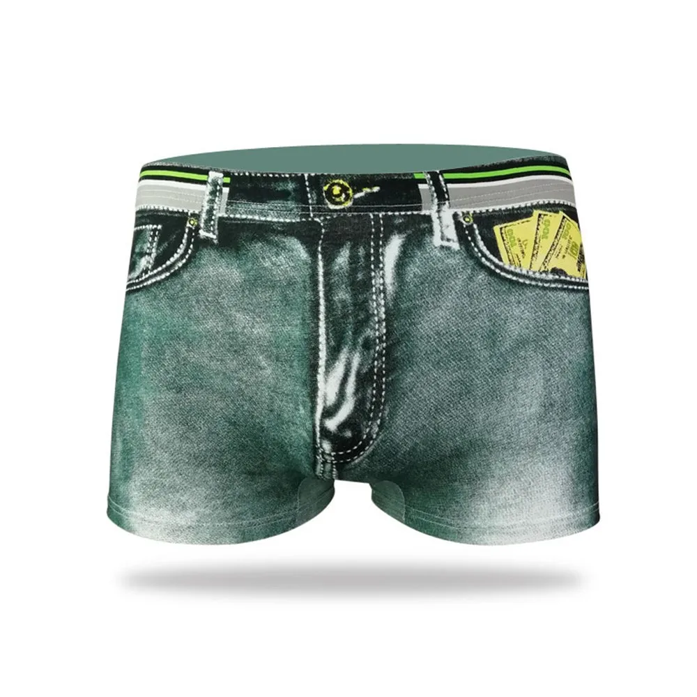JeansPrintSmoothPantiesMenShortsCuecasBoxer3DPrintCottonUnderwearJeanBoxerShorts