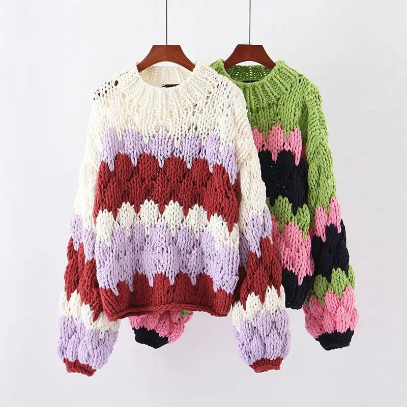 hot sale in an ostentatious manner, 138-6254, new European and American wind is hand-woven coarse loose turtleneck sweater