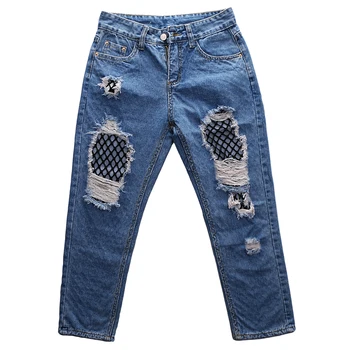 

Womens Ripped Torn Distressed Leg Denim Jeans Ankel Ladies Trouser Pants