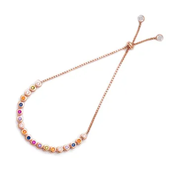 

Adjustable Colorful Heart Tennis 925 Sterling Silver Handmade Bracelet Heart Tennis Bracelet