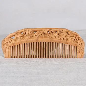 

Retro Carved Pocket Wooden Comb Natural Peach Wood Anti-static Massage Health Care Combs Women Hair Comb Hair Styling Tool