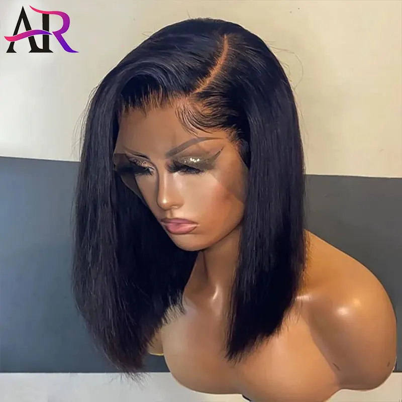 A&R Straight Short Bob Lace Front Human Hair Wigs Brazilian Closure Frontal Wig Pre Plucked Remy Glueless Bob Wig For Woman