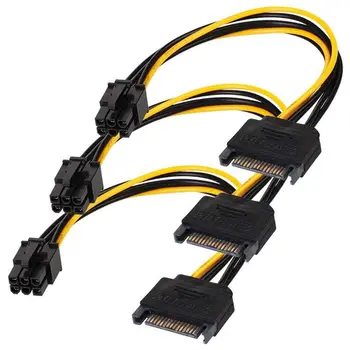 

SATA 15 pin to 6 Pin Power Cable 3-Pack 15 pin SATA to 6 pin pci Express power Adapter cable - 8 Inch