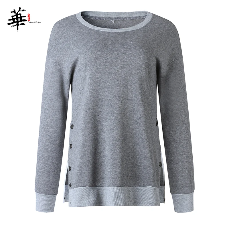 Skup Solidna bluza z długim rękawem z dekoltem w szpic po obu stronach casualowe w stylu streetwear jesienne bluzy damskie bluzy jesienne ubrania