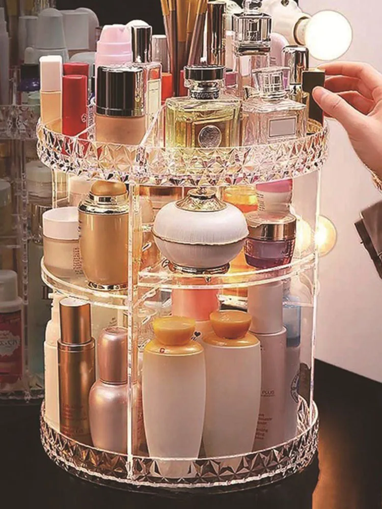 360 Degree Rotating Large-capacity Cosmetic Fashion Display Rack Cosmetic Storage Box Transparent Cosmetic Storage Rack