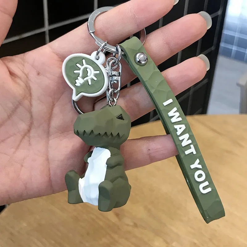 

2019 Cartoon Panda Geometric Key chain Small Dinosaur keychains Animal key Ring Women bag Charm Pendant Gift Highquality